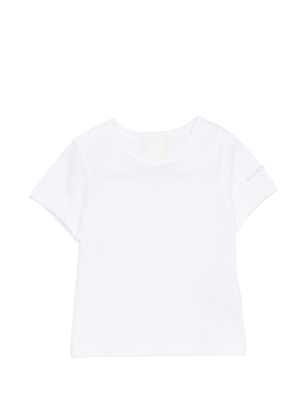 Set t-shirt e salopette per neonato Givenchy Kids azzurro con logo ricamato sul davanti H31261 N48 GIVENCHY KIDS