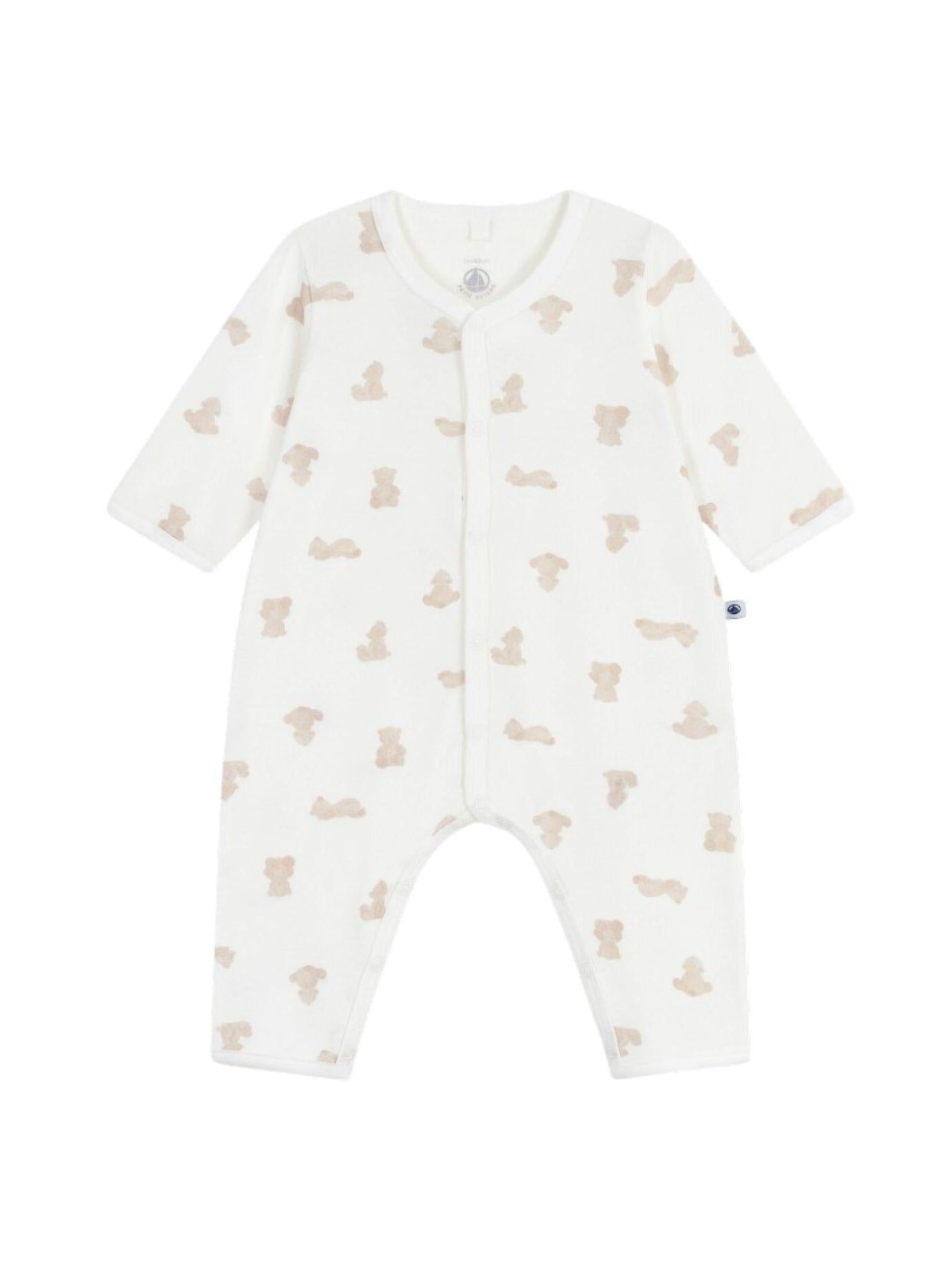 Tutina per neonati Petit Bateau beige con stampa orsetto all-over A0E0P 01 PETIT BATEAU KIDS