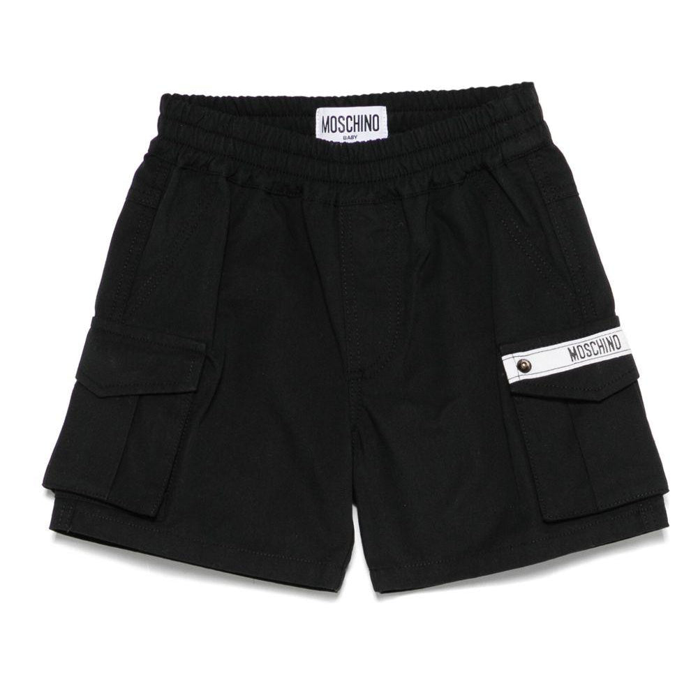 Cargo corti per neonato Moschino Kids nero con applicazione MUQ01EN0Z97 60100 MOSCHINO KIDS