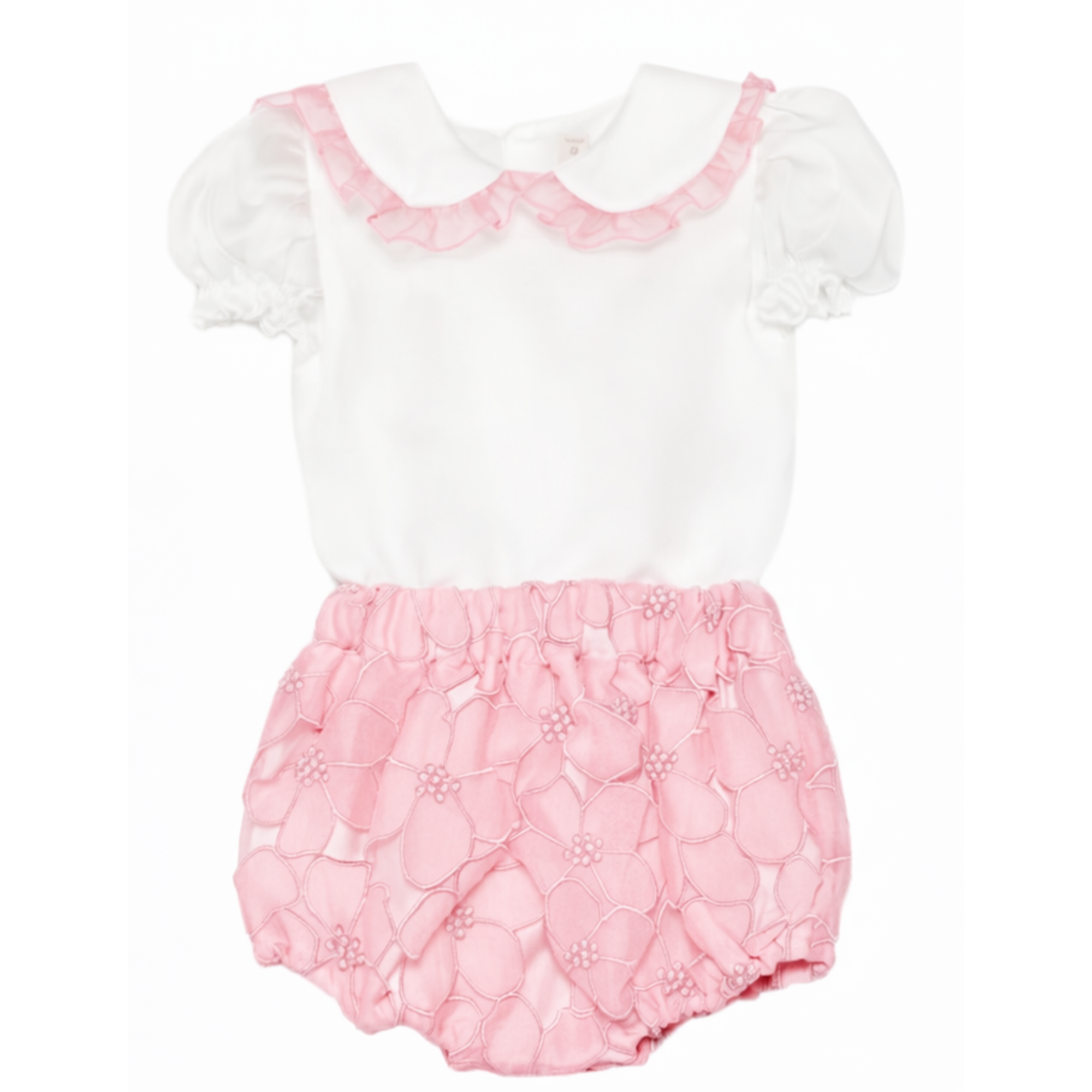 Completo t-shirt e culotte per neonata La Stupenderia multicolore con ricamo floreale 2CBCT52 X07 LA STUPENDERIA