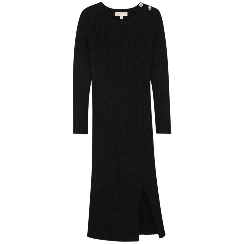 Abito lungo per bambina Michael Kors Kids nero a coste e maniche lunghe R30476 09B MICHAEL KORS KIDS