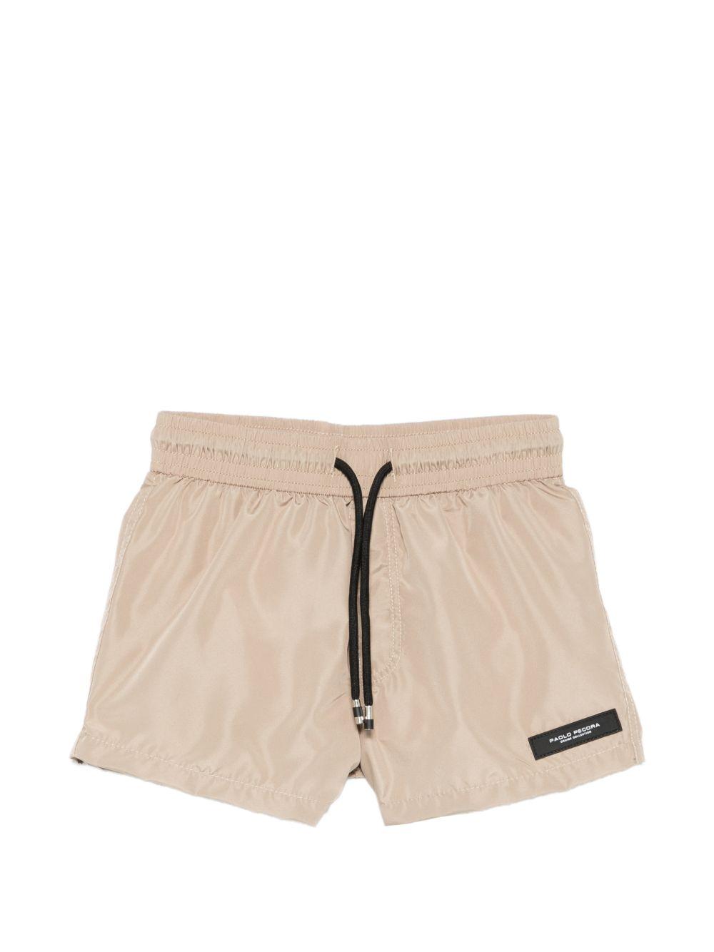 Costume da bagno per bambino Paolo Pecora Kids beige con patch con logo PP2041 BEIGE PAOLO PECORA KIDS