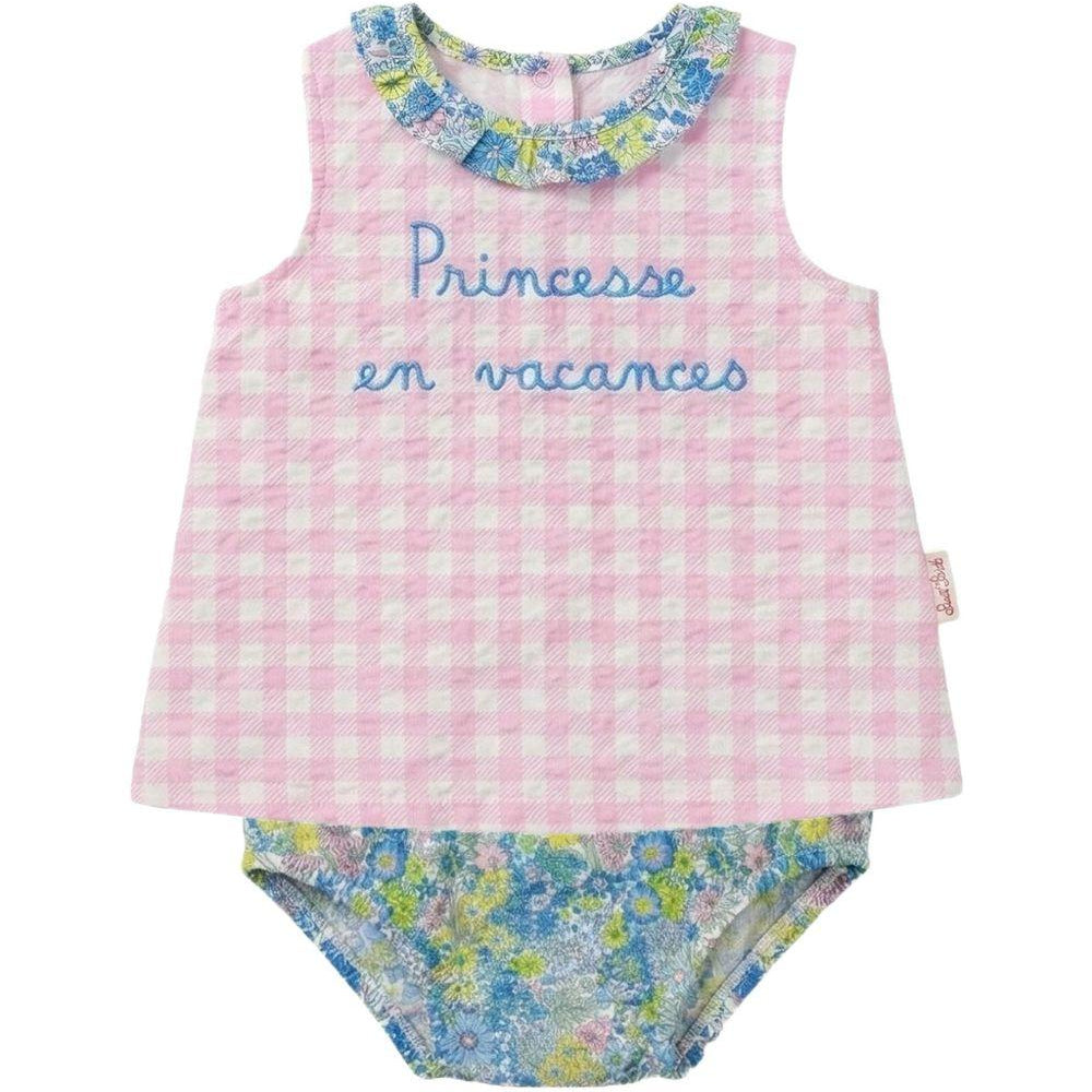 Abito per neonata MC2 Saint Barth Kids rosa con motivo a quadri ABB0002 00974L MC2 ST. BARTH KIDS