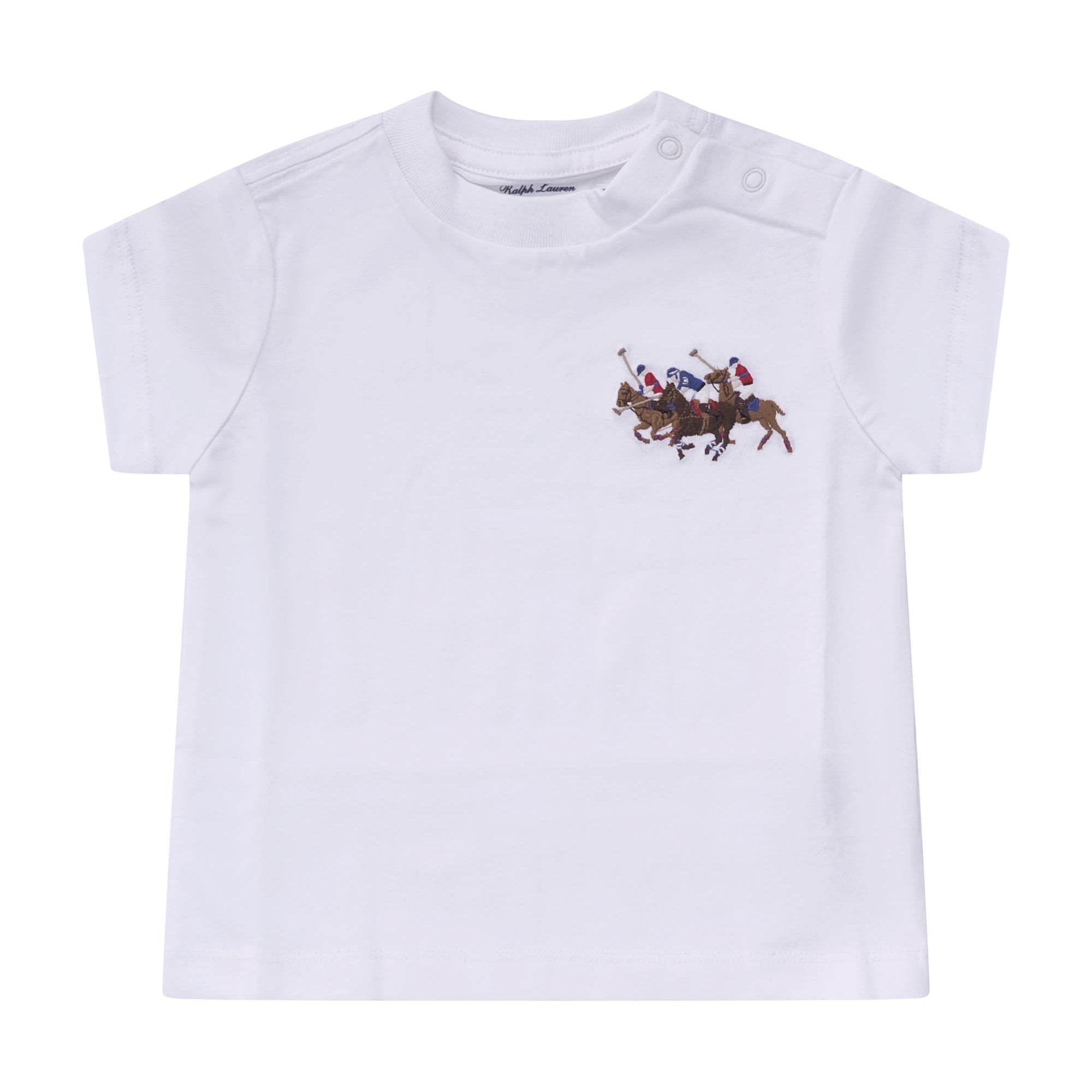T-shirt per neonato Polo Ralph Lauren Kids bianca con logo equestrian knight 320A95734 002 Ralph Lauren kids
