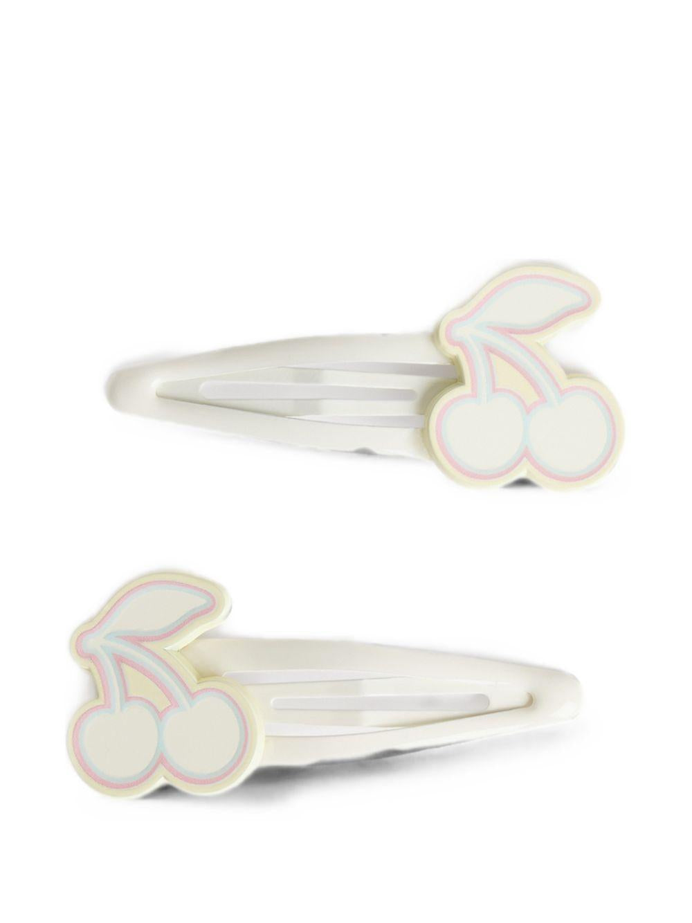 Fermagli per capelli per bambina Bonpoint bianchi con dettaglio ciliegia P06GHAW00002 004 BONPOINT KIDS