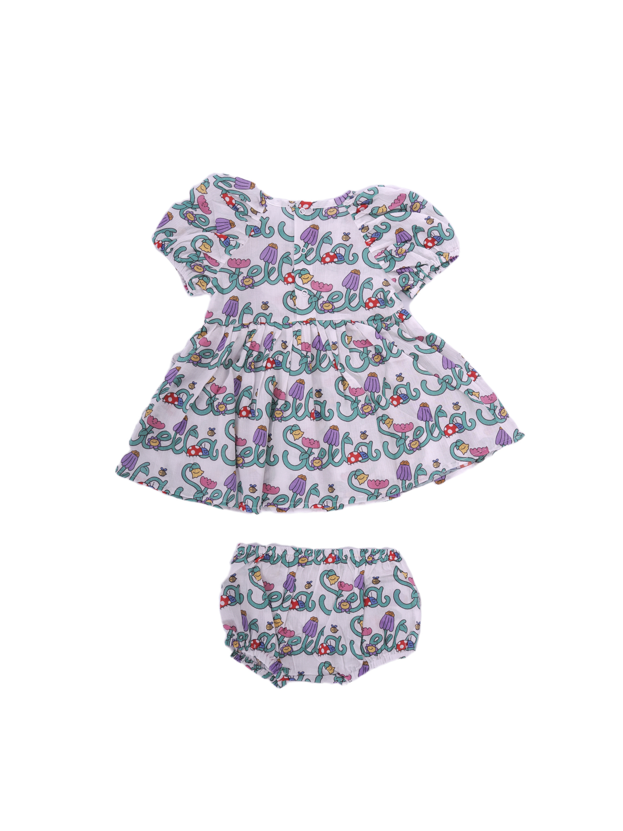 Abito per neonata Stella McCartney Kids multicolore con stampa logo all-over TY1001 Z3599 101MC STELLA McCARTNEY KIDS