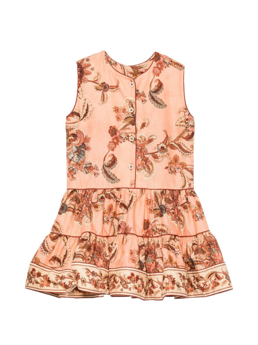 Abito per bambina Zimmermann Kids rosa con stampa floreale all-over 7821DS S261 ZIMMERMANN KIDS