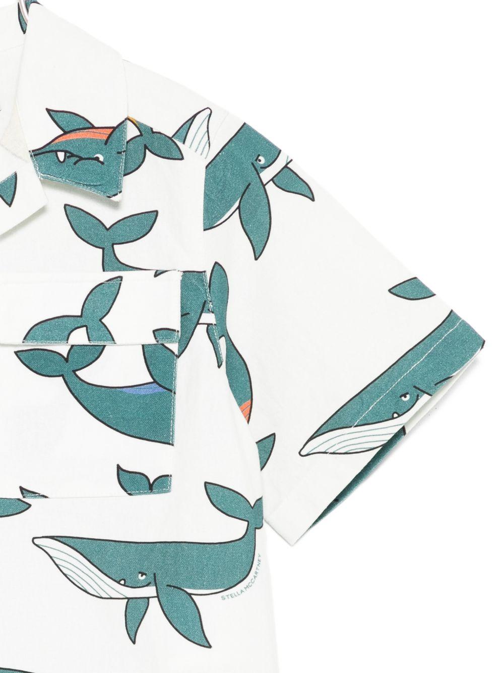 Camicia per bambino Stella McCartney Kids bianca con stampa balene TY5P71 Z3553 101MC STELLA McCARTNEY KIDS
