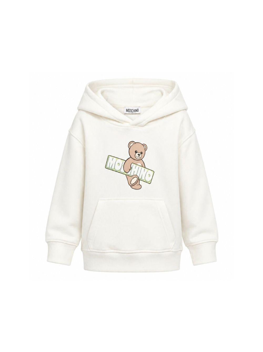 Felpa per bambino Moschino Kids bianca coon stampa orsetto HUF09KLCA90 10063 MOSCHINO KIDS
