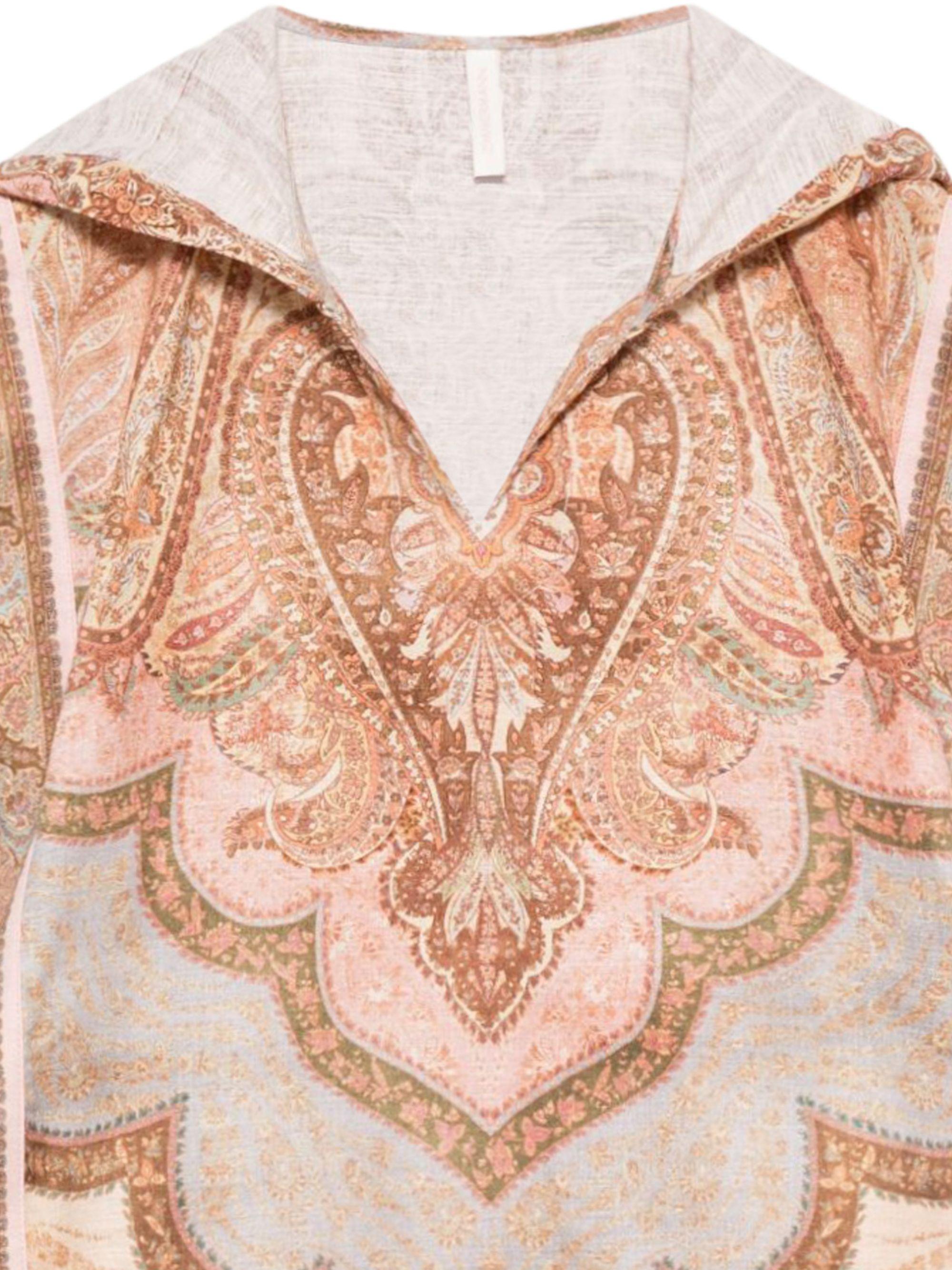 Poncho leggero per bambina Zimmermann Kids beige con cappuccio fantasia Awaken 6083TR S261 ZIMMERMANN KIDS