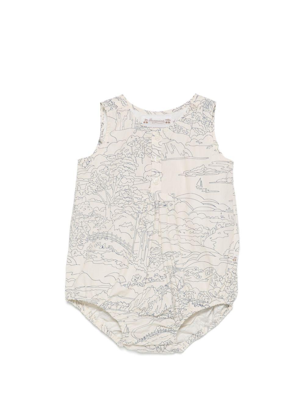 Tutina per neonati Bonpoint beige con stampa grafica all-over S06OOVW00001 677 BONPOINT KIDS