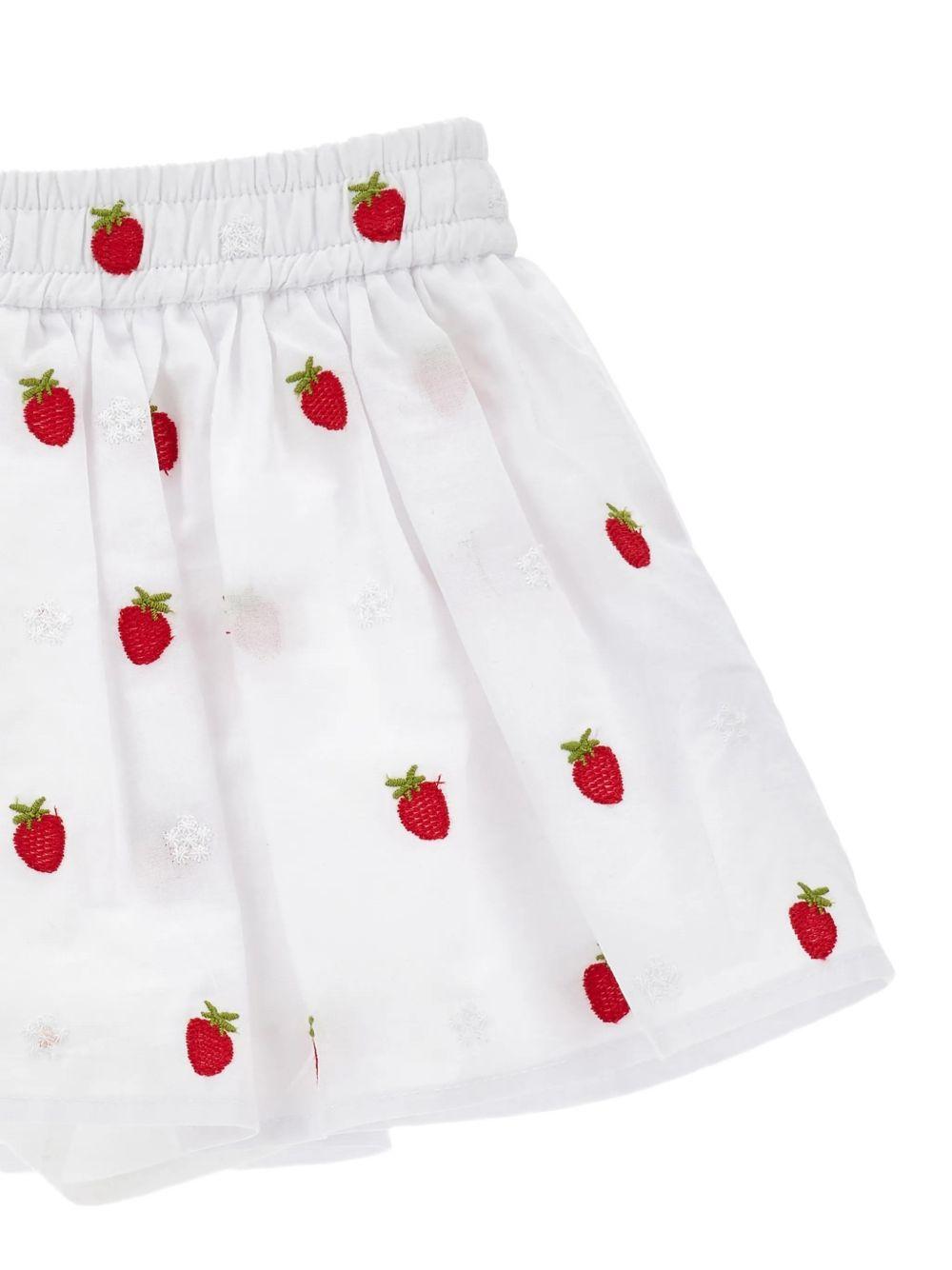 Shorts per bambina Monnalisa bianchi con ricamo fragole all-over 31G413 7944 9944 MONNALISA KIDS