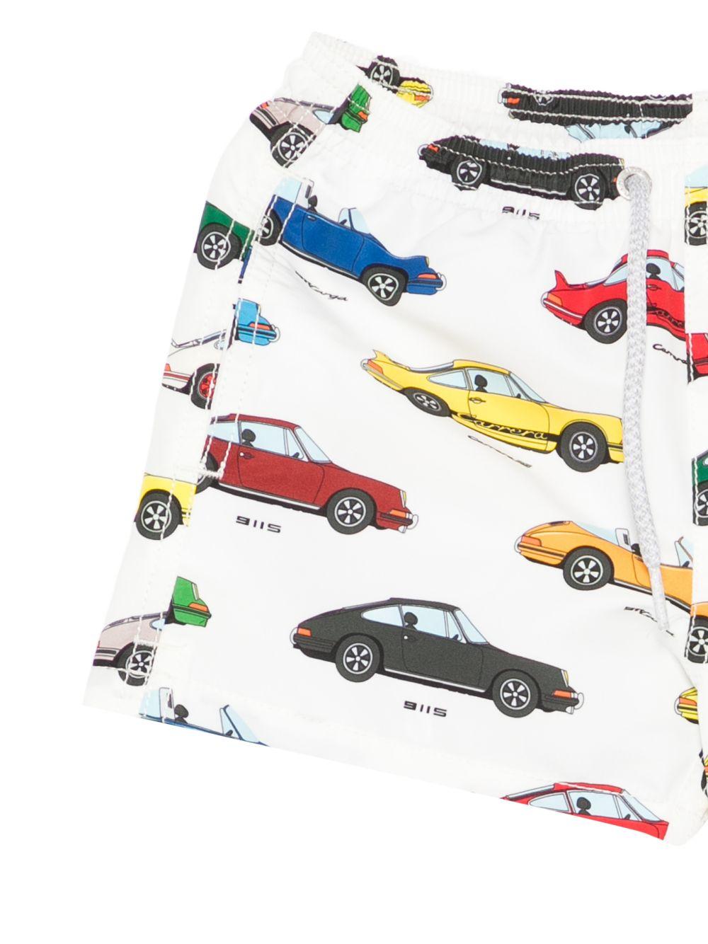 Costume da bagno per bambino MC2 Saint Barth Kids bianco con stampa auto all-over JEA0001 00857L MC2 ST. BARTH KIDS