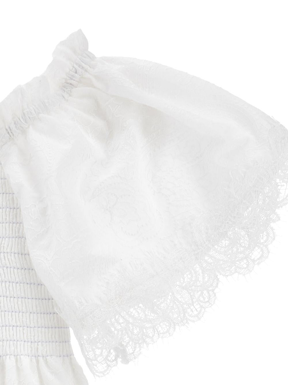 Abito midi per bambina Ermanno Scervino Junior bianco con design a balze Z1G905 7942 0099 ERMANNO SCERVINO KIDS