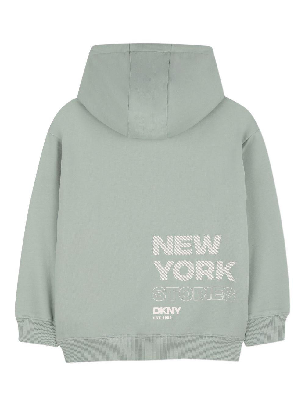 Felpa per bambino DKNY Kids verde con dettaglio logo sul davanti D62559 623 DKNY