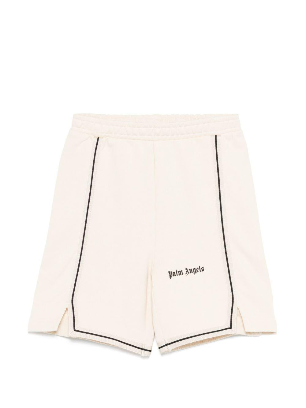 Shorts per bambino Palm Angels Kids beige con stampa logo PBCI007S26FLE001 092 PALM ANGELS KIDS
