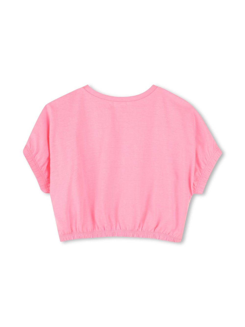 T-shirt con paillettes per bambina Billieblush rosa con motivo a cuori U20937 462 BILLIEBLUSH
