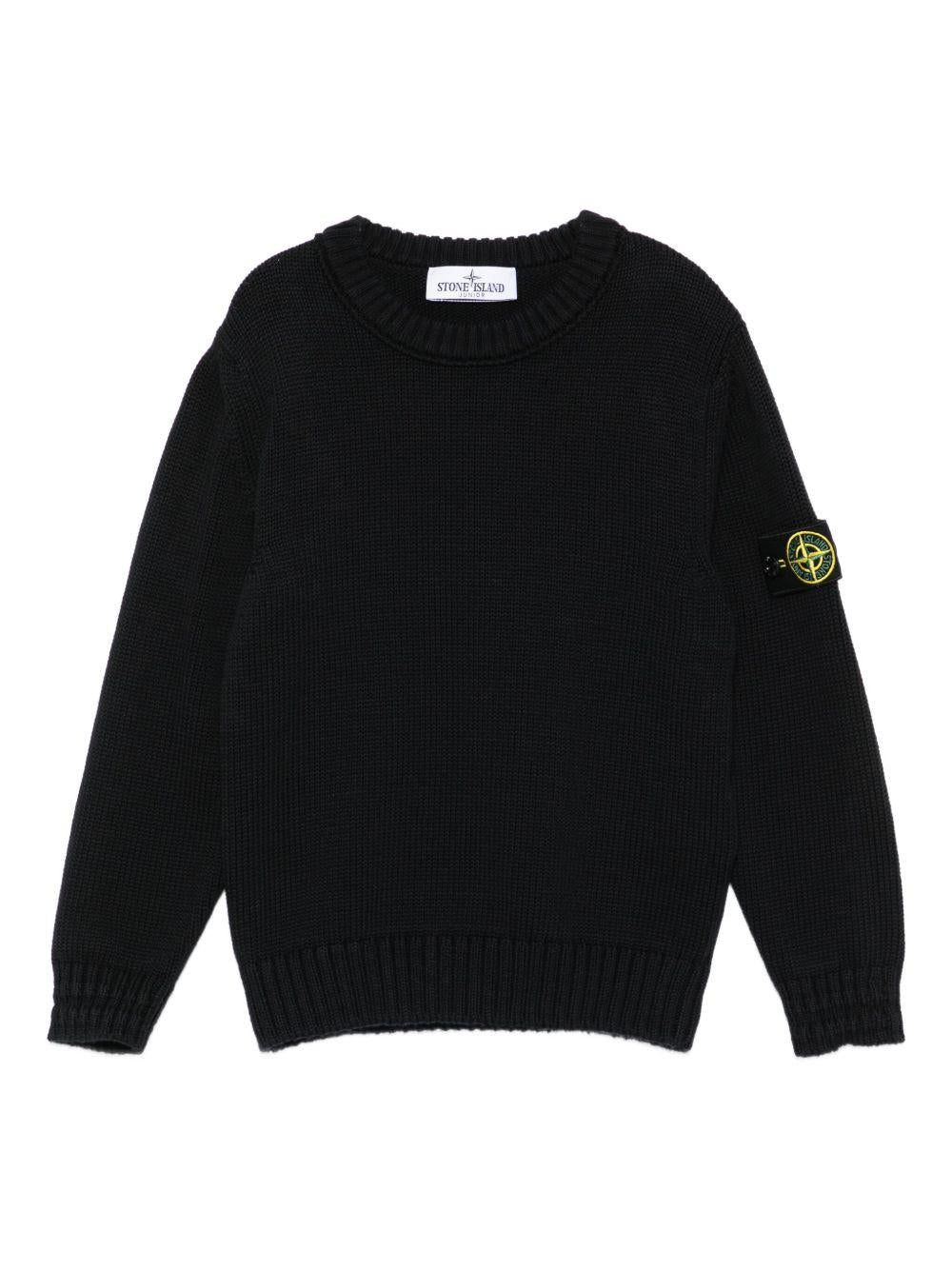 Maglione per bambino Stone Island Junior nero con logo K2S165100019S01A2 V0029 STONE ISLAND JUNIOR