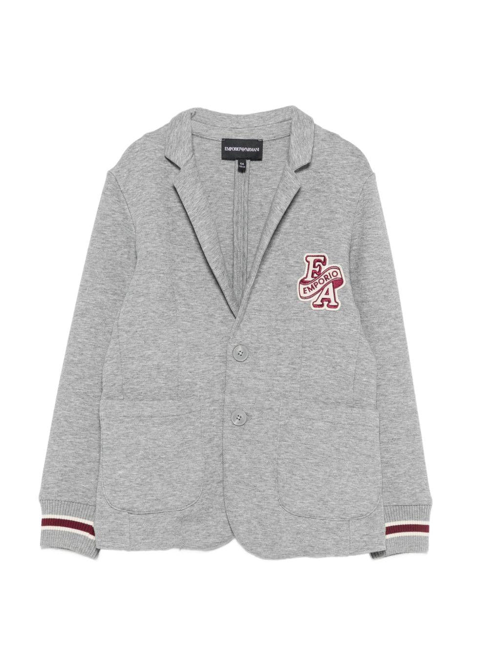 Blazer per bambino Emporio Armani Kids grigio con trama a tacca EB001532 AF10126 O8042 EMPORIO ARMANI KIDS