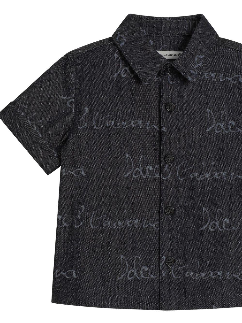 Camicia per neonato Dolce & Gabbana Kids nero in denim con colletto classico L14S22 LDC87 S9000 DOLCE & GABBANA KIDS