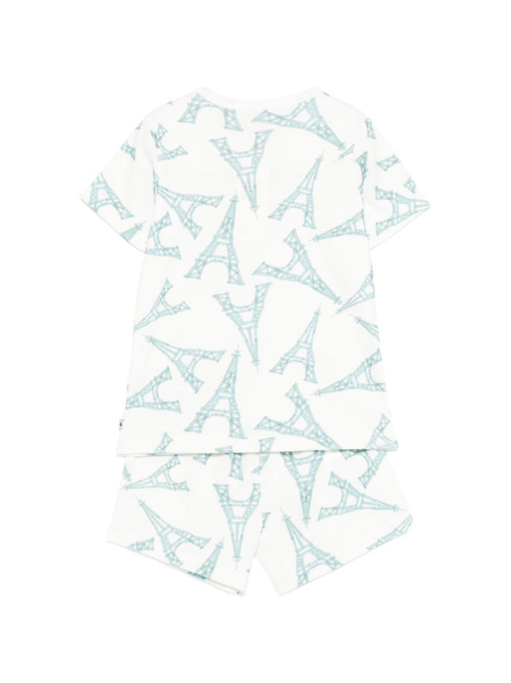 Pigiama per bambino Petit Bateau bianco con stampa torre eiffel A0FCJ 01 PETIT BATEAU