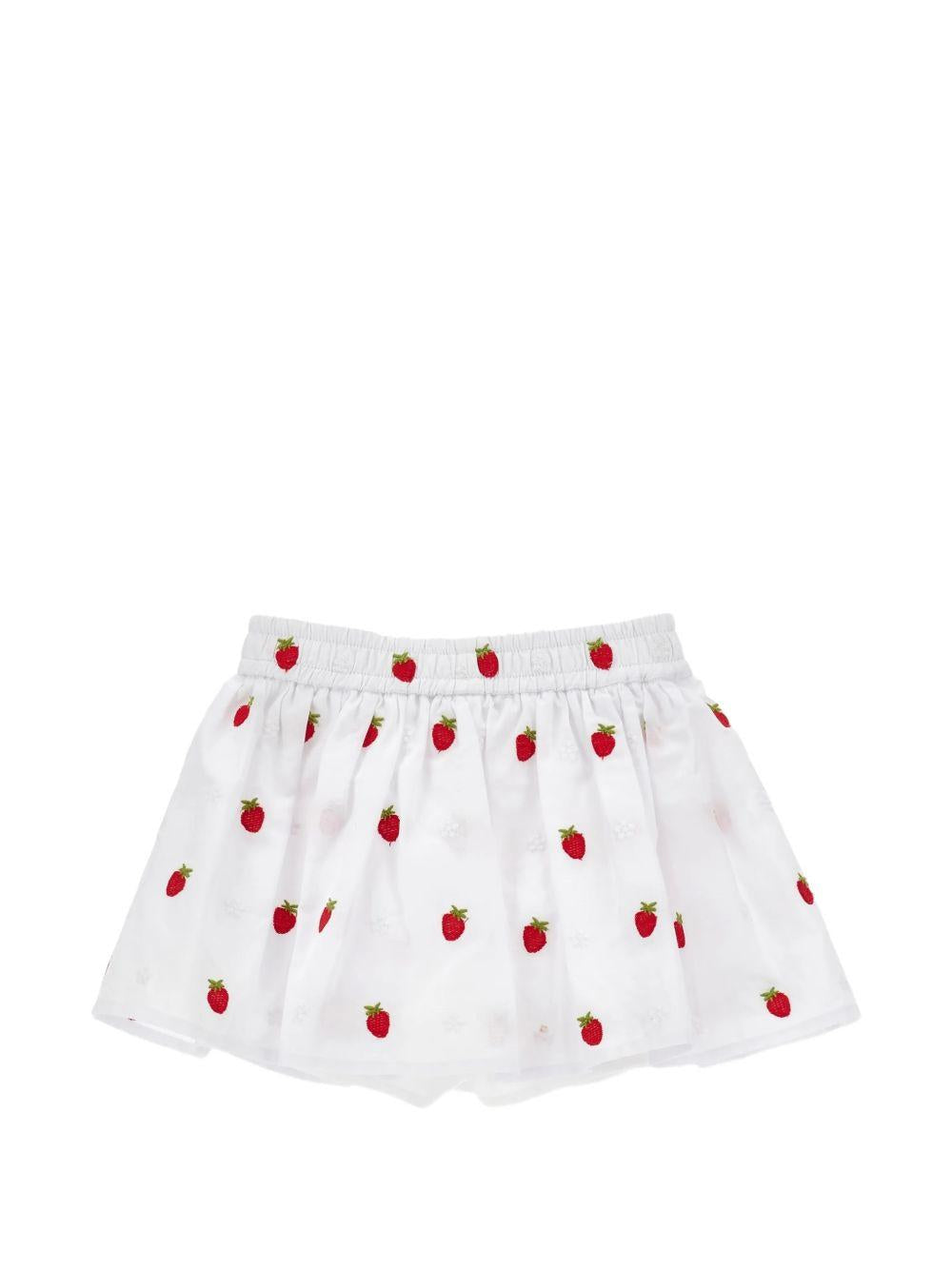 Shorts per bambina Monnalisa bianchi con ricamo fragole all-over 31G413 7944 9944 MONNALISA KIDS