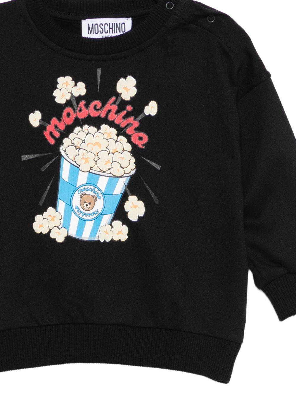 Felpa per neonati Moschino Kids nera con stampa grafica MUF06QLCA40 60100 MOSCHINO KIDS