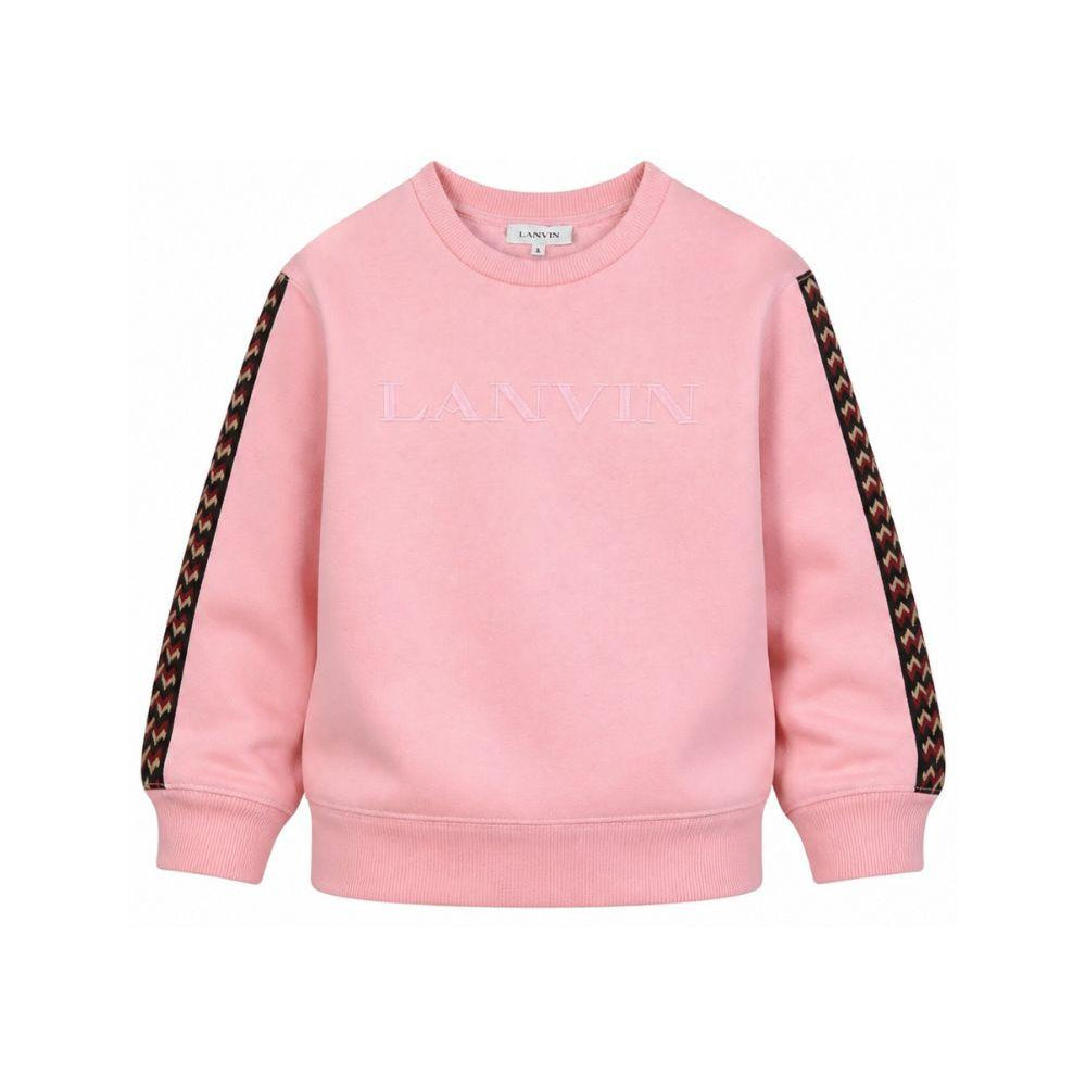 Felpa per bambini Lanvin Enfant rosa con ricamo logo sul davanti N30401 48N LANVIN KIDS