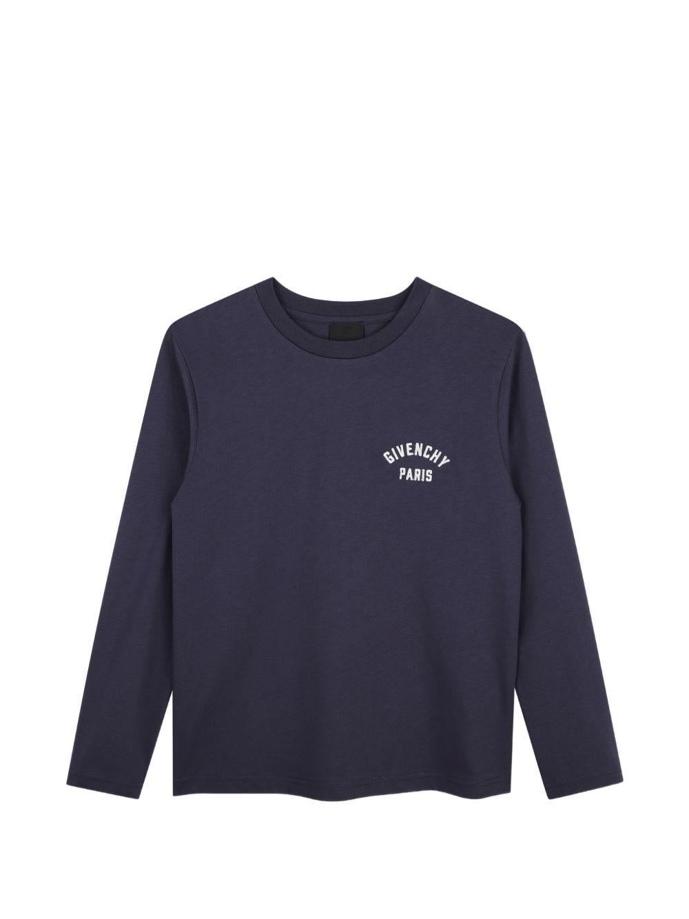 T-shirt per bambino Givenchy Kids blu con logo sul davanti H31347 853 GIVENCHY KIDS