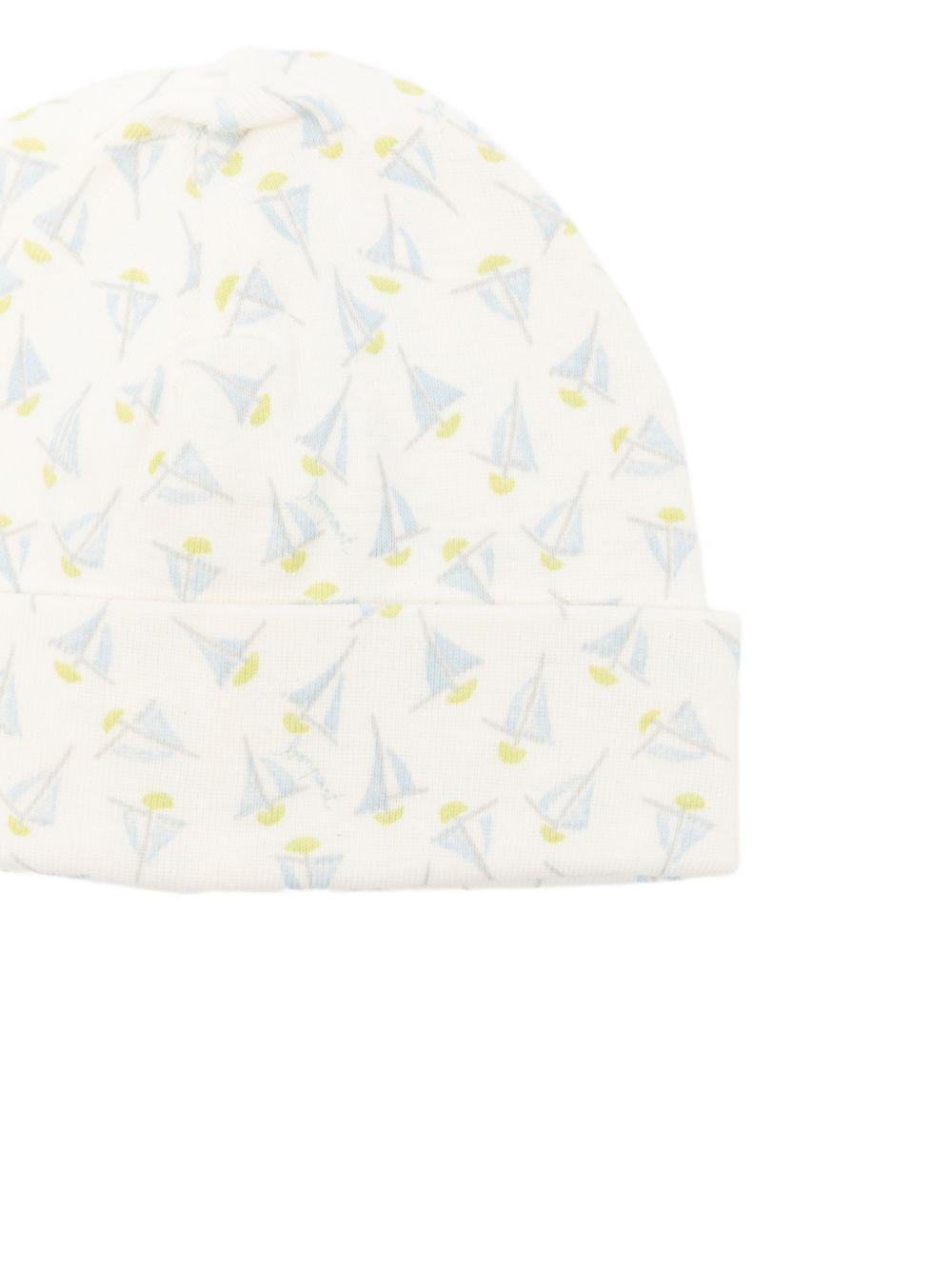Cappello per neonato Bonpoint bianco con stampa barchette all-over S06OACK00003 614B BONPOINT