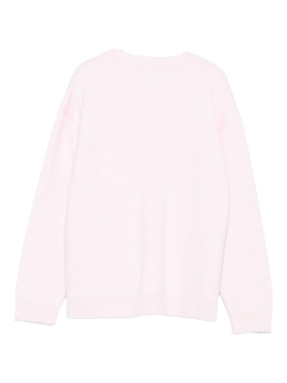Maglione per bambina Fendi Kids rosa in lana con logo JUG192 AUKU F0ZKY FENDI KIDS