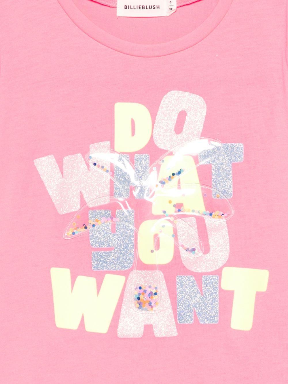 T-shirt per bambina Billieblush rosa con scritta "Do what you want" U21928 499 BILLIEBLUSH KIDS
