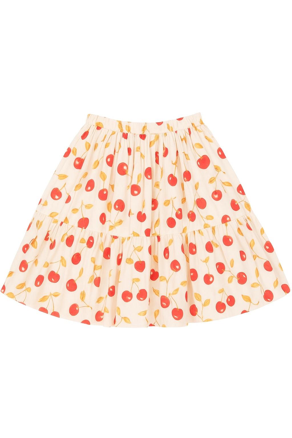 Gonna per bambina Bonpoint beige con stampa ciliegie all-over S06GSKW00010 603A BONPOINT