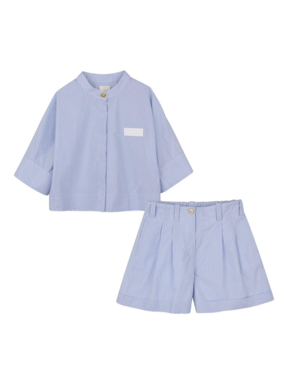 Shorts e camicia per bambina Givenchy Kids azzurro con motivo a righe H31131 V71 GIVENCHY KIDS