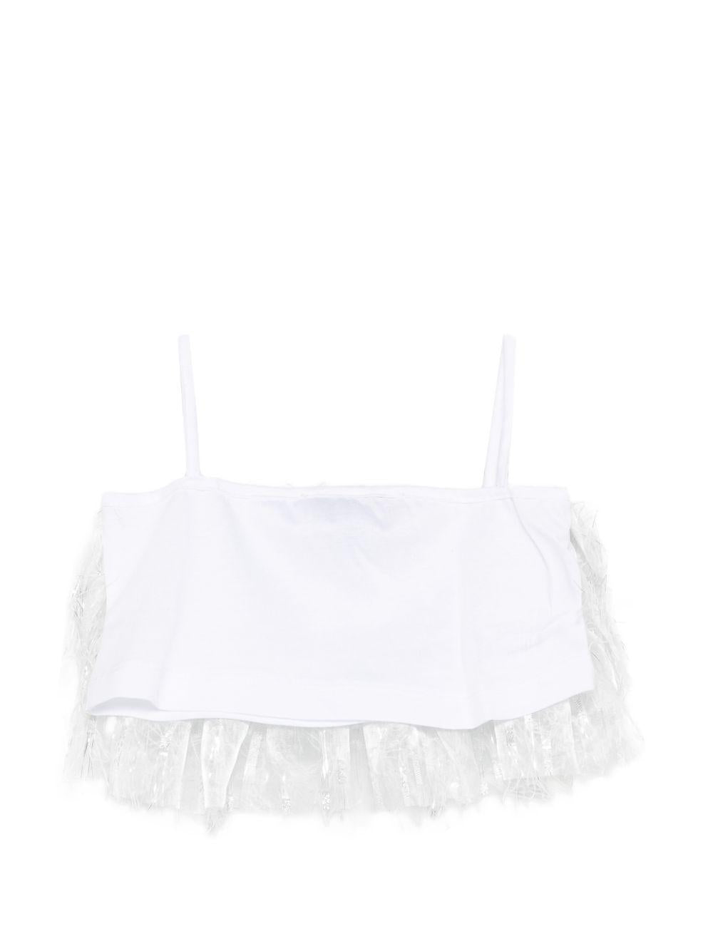 Top per bambina A'lapage bianco con dettaglio frange 25SAGTOP00090 BIANCO A'LAPAGE KIDS