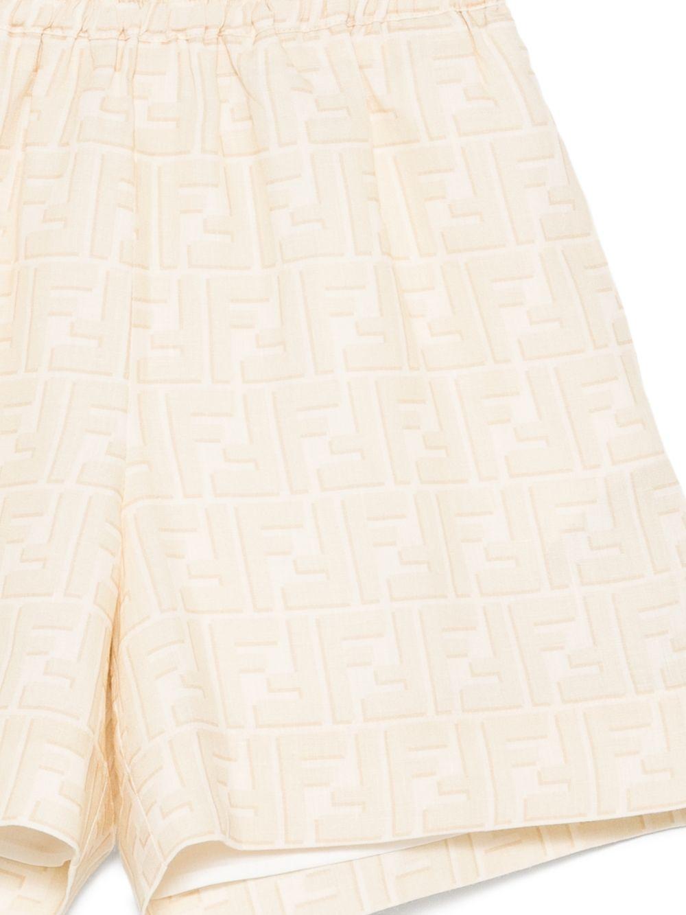 Shorts per bambino Fendi Kids beige con monogramma FF all-over JUF180 AY8C F1P2N FENDI KIDS