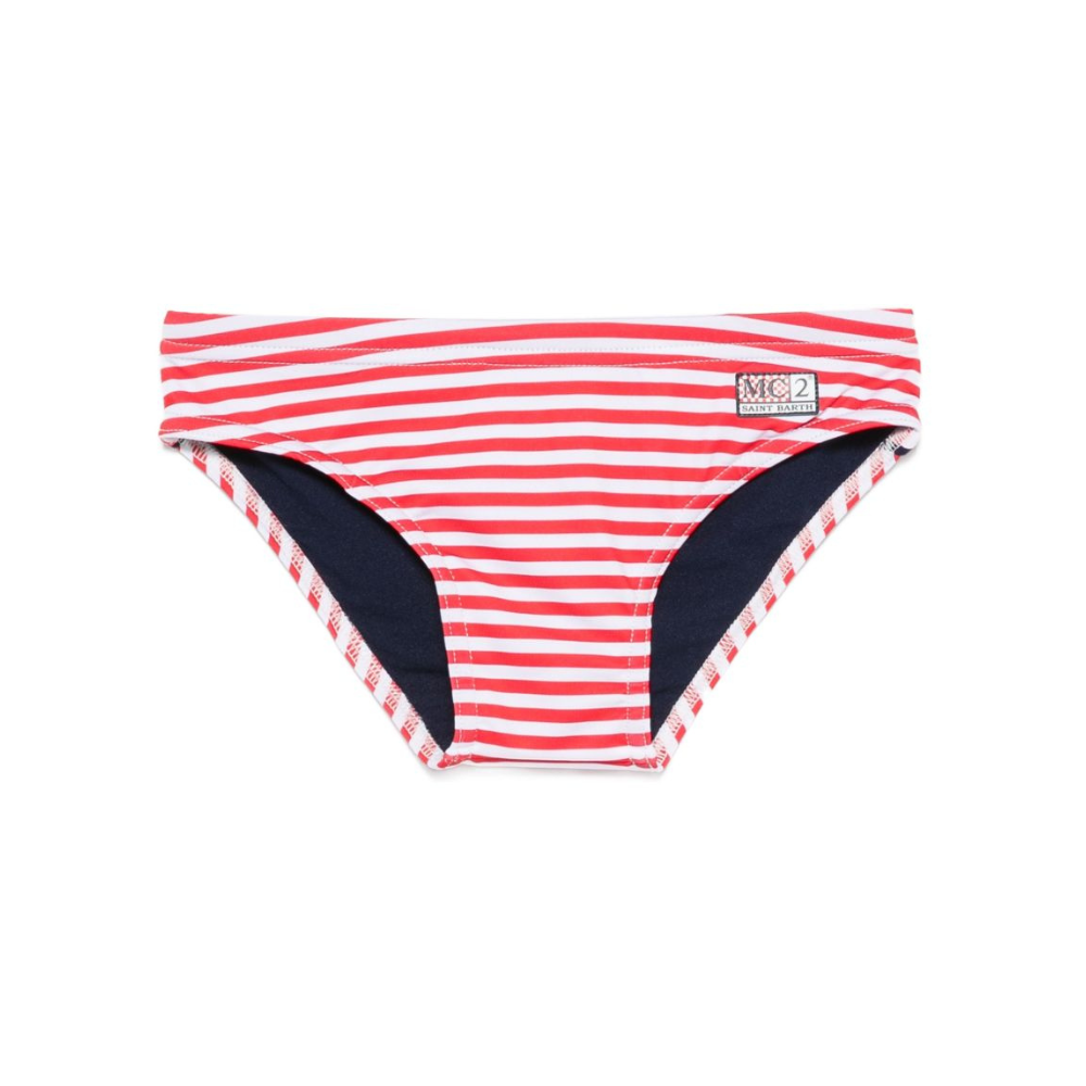 Slip da bagno per bambino MC2 Saint Barth Kids rosso con motivo a righe BIL0001 04133L MC2 ST. BARTH KIDS