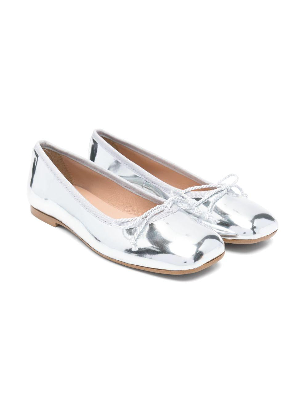 Ballerine per bambina Eli1957 argento in pelle verniciata e punta quadrata con dettaglio fiocco 53003AJ PLATA ElI