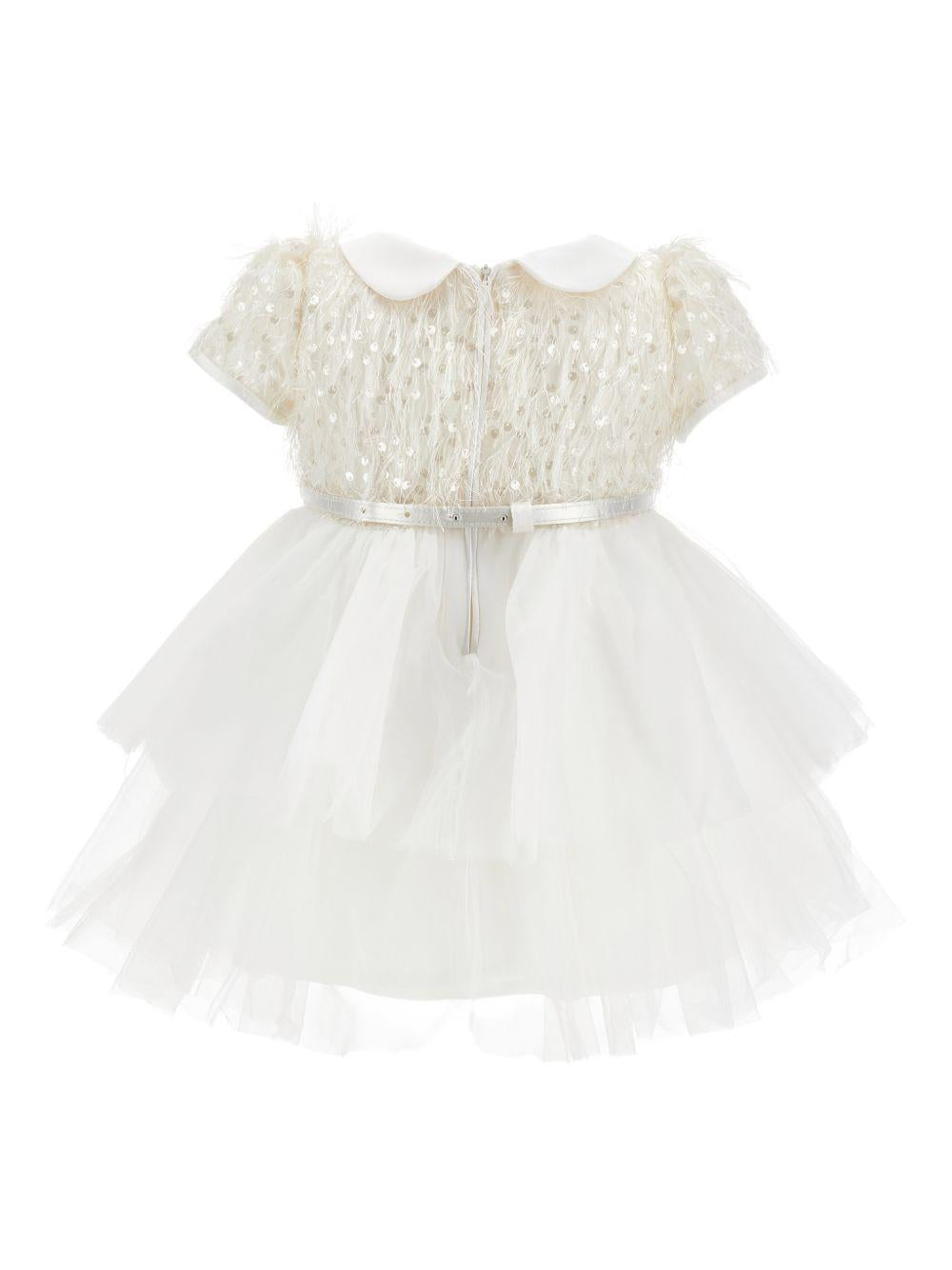 Abito per neonata Monnalisa bianco con decorazione con paillettes 73G900 7921 0001 MONNALISA KIDS
