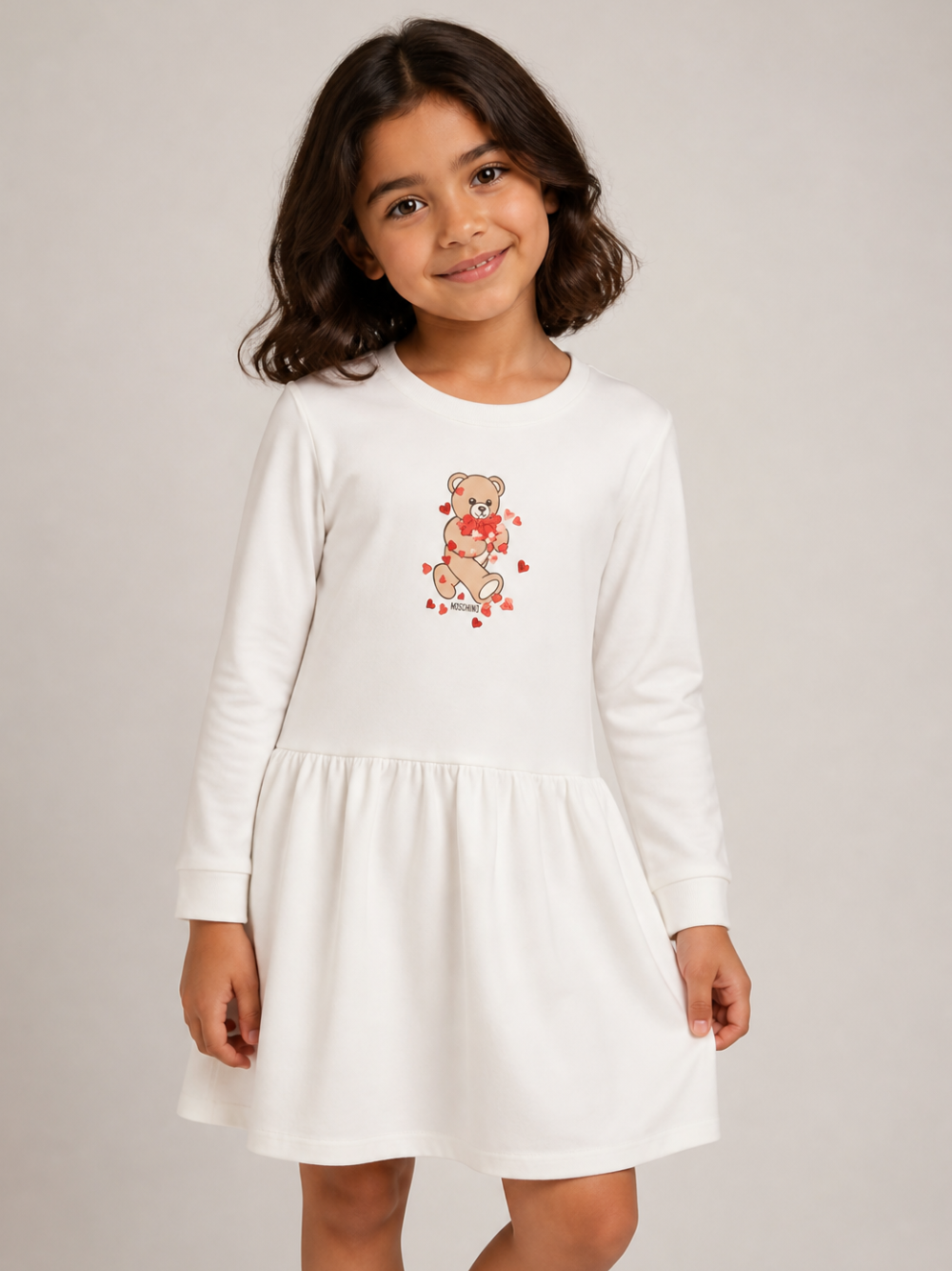 Abito per bambina Moschino Kids rosso con dettaglio Teddy Bear HAV0H7LDA63 10063 MOSCHINO KIDS
