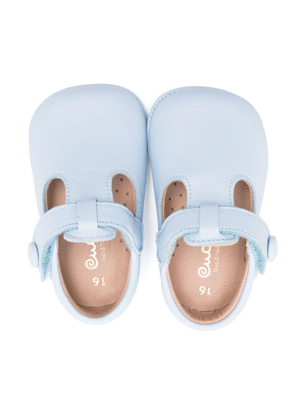 Scarpe primi passi per neonato eli1957 azzurro con soletta in pelle con logo 0369AL CELESTE ElI