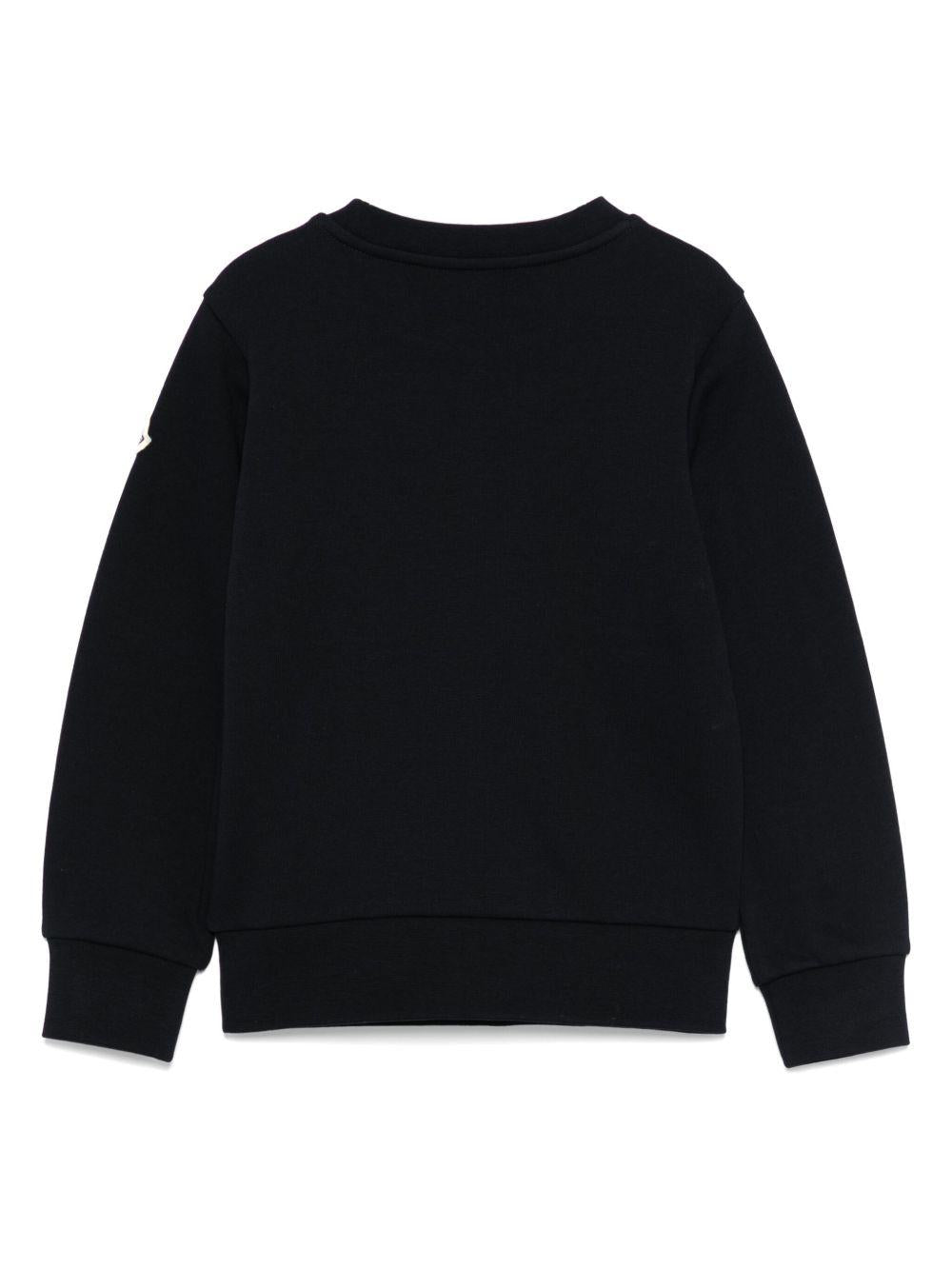 Felpa per bambino Moncler Enfant nera con logo ricamato e scollo rotondo K29548G00002899PS 778 MONCLER ENFANT
