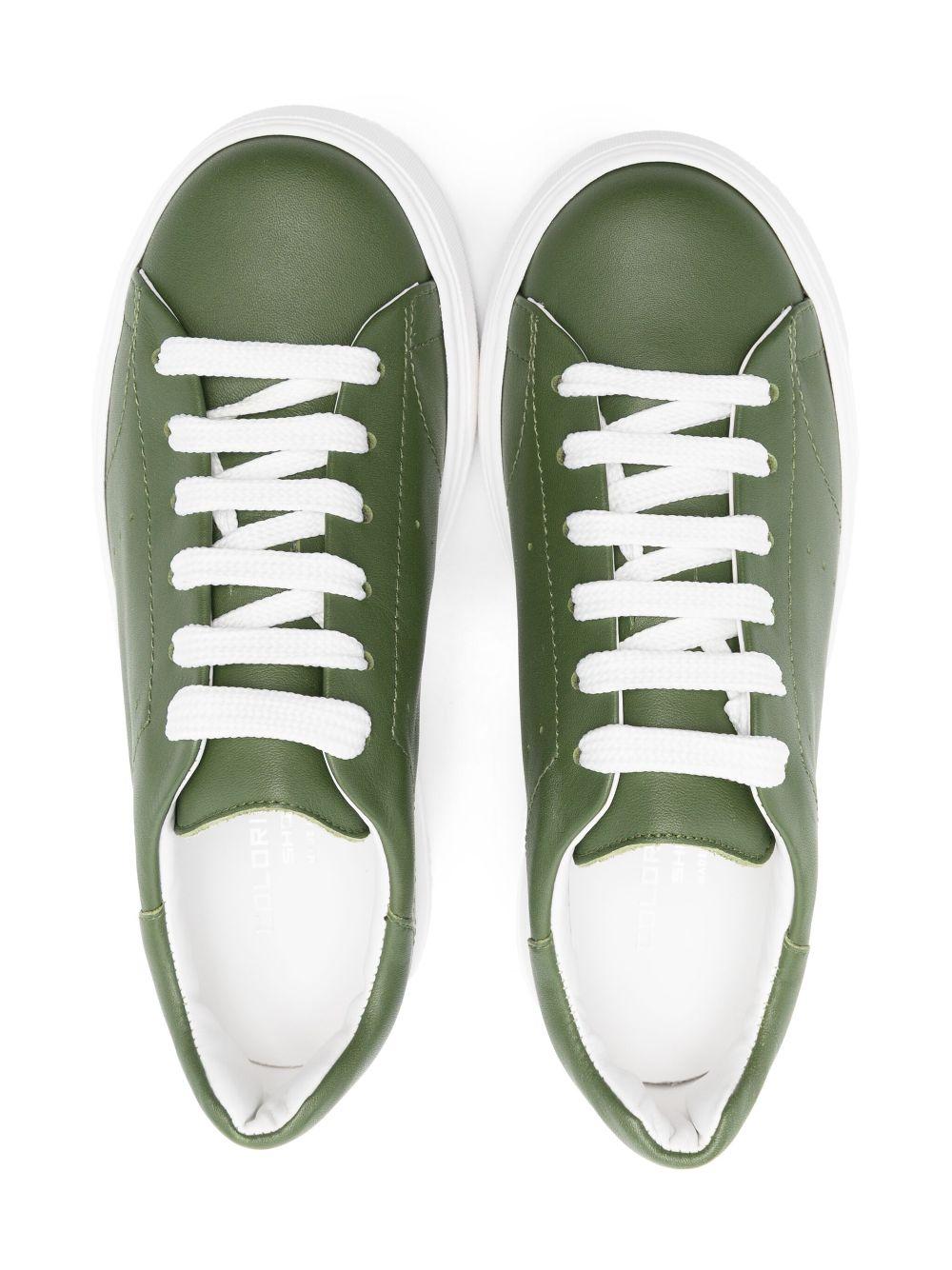 Sneakers per bambino Colorichiari verde in pelle con dettaglio traforato MJ958164 4869 3610 COLORICHIARI