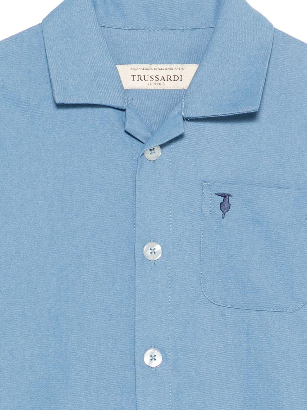 Camicia per bambino TRUSSARDI JUNIOR azzurra con taschino TBP26035CA D.BLUE B.A TRUSSARDI KIDS