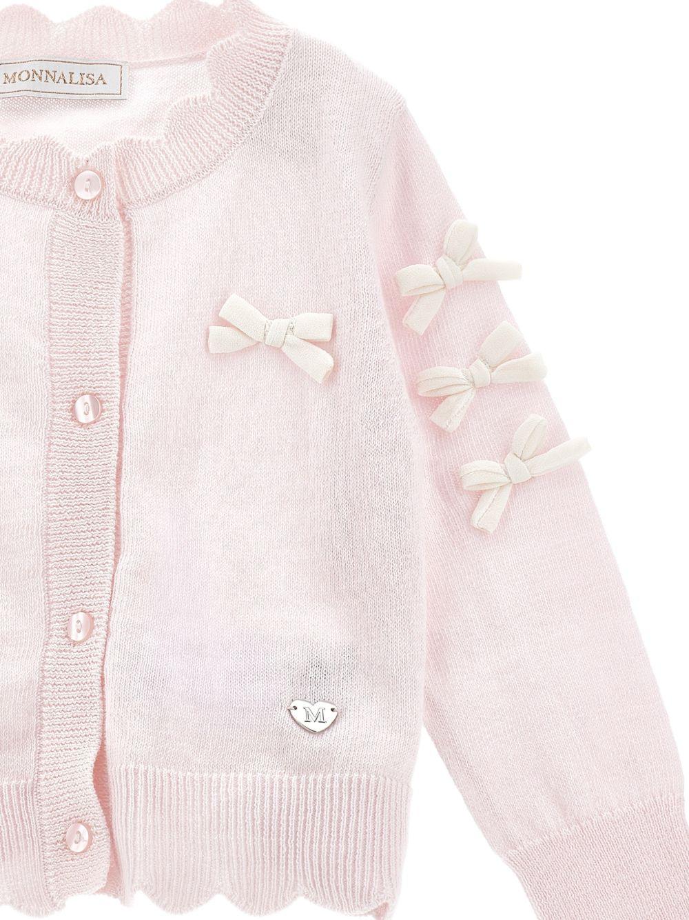 Cardigan per bambina Monnalisa Kids rosa con orlo smerlato 37H800 8060 0091 MONNALISA KIDS
