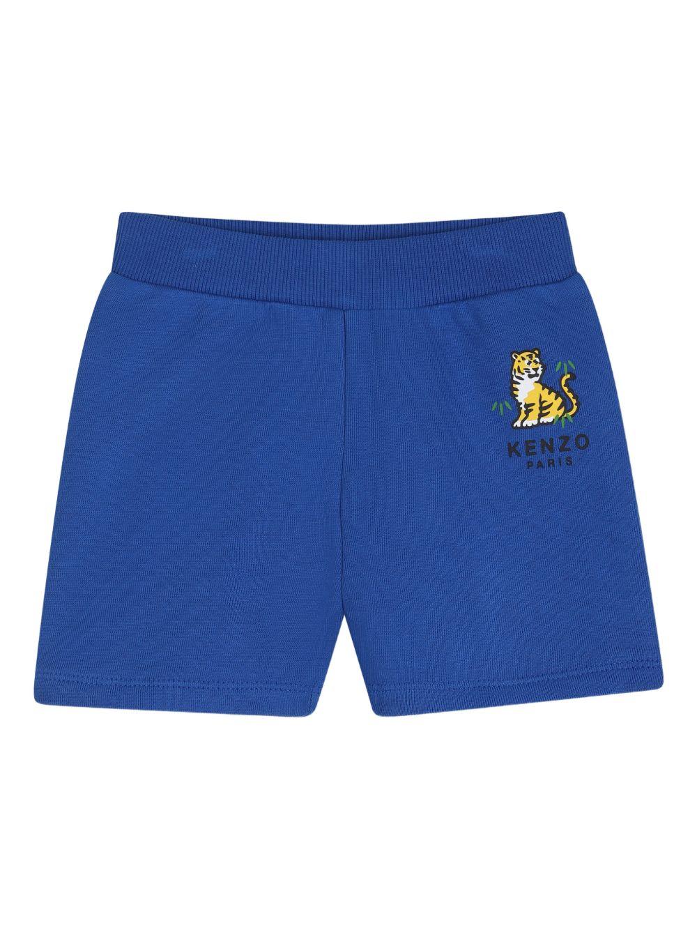 Set t-shirt e shorts per neonato Kenzo Kids blu con caratteristica stampa con tigre K61867 871 KENZO KIDS