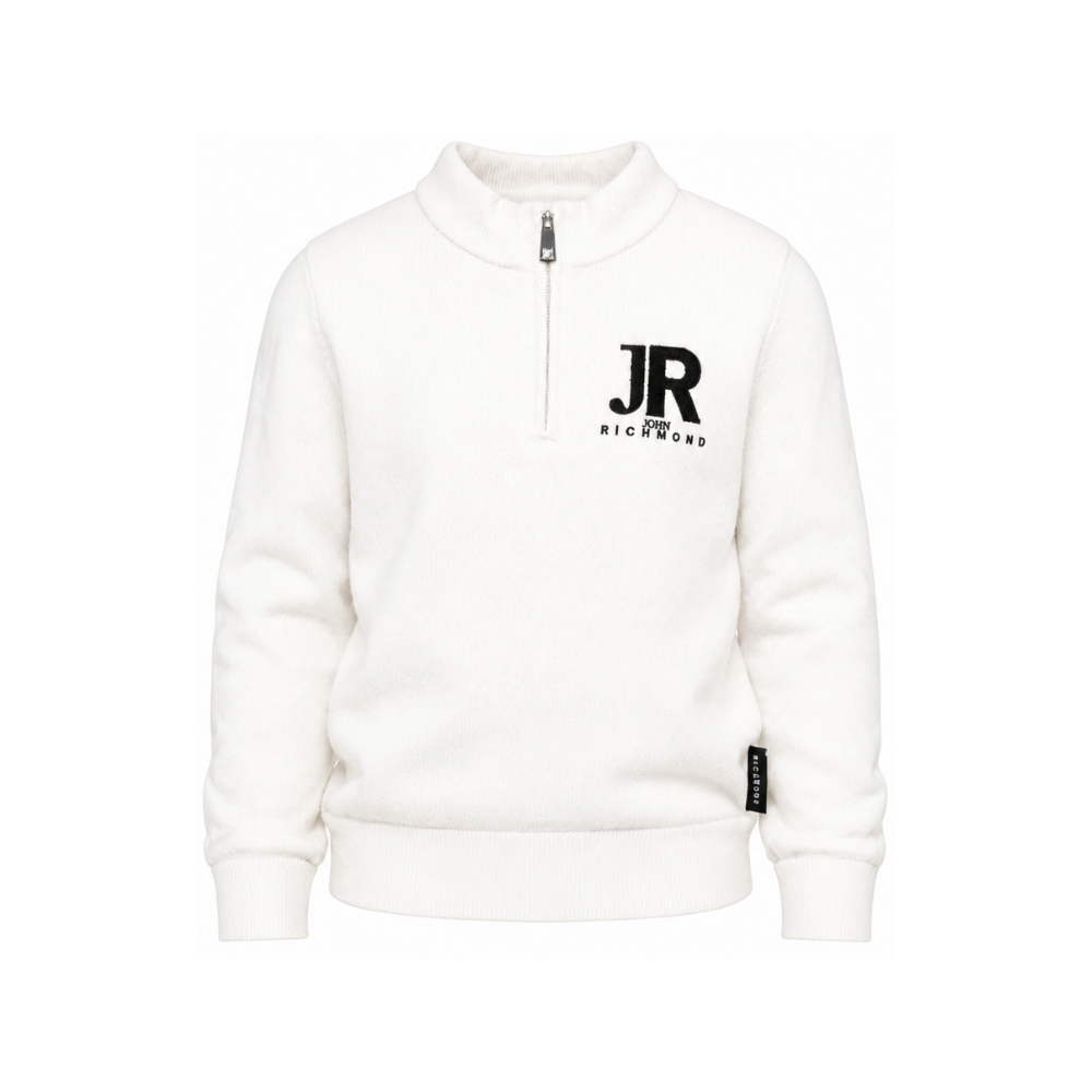Maglione per bambino John Richmond Kids bianco con dettaglio logo ricamato RBA26170LU OFF-WHITE JOHN RICHMOND KIDS