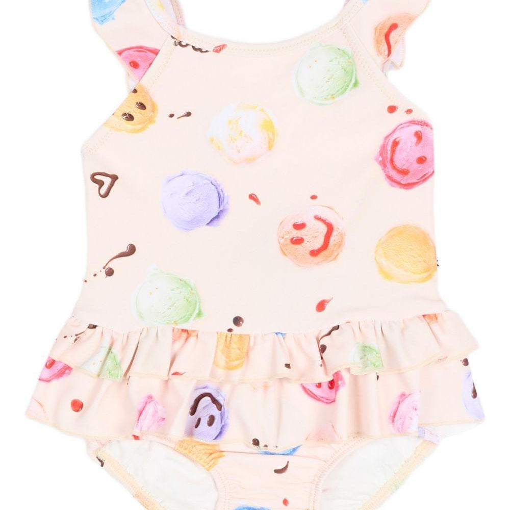 Costume per bambina Molo Kids beige con stampa all-over 8S26P524 9502 MOLO KIDS