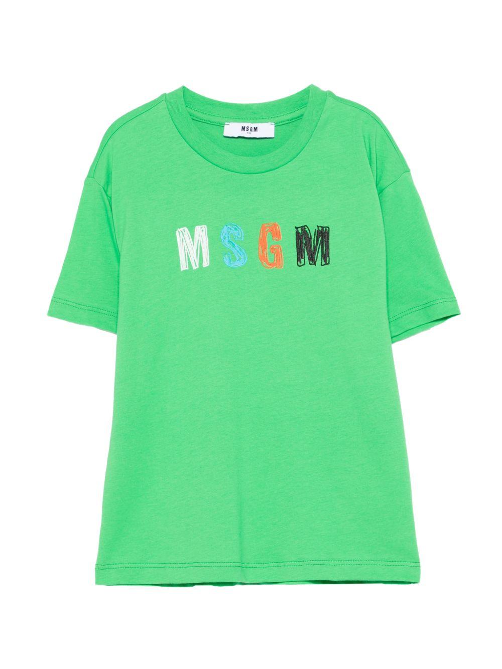 T-shirt per bambino MSGM Kids verde con stampa grafica S6MSJBTH232 MS006 MSGM KIDS