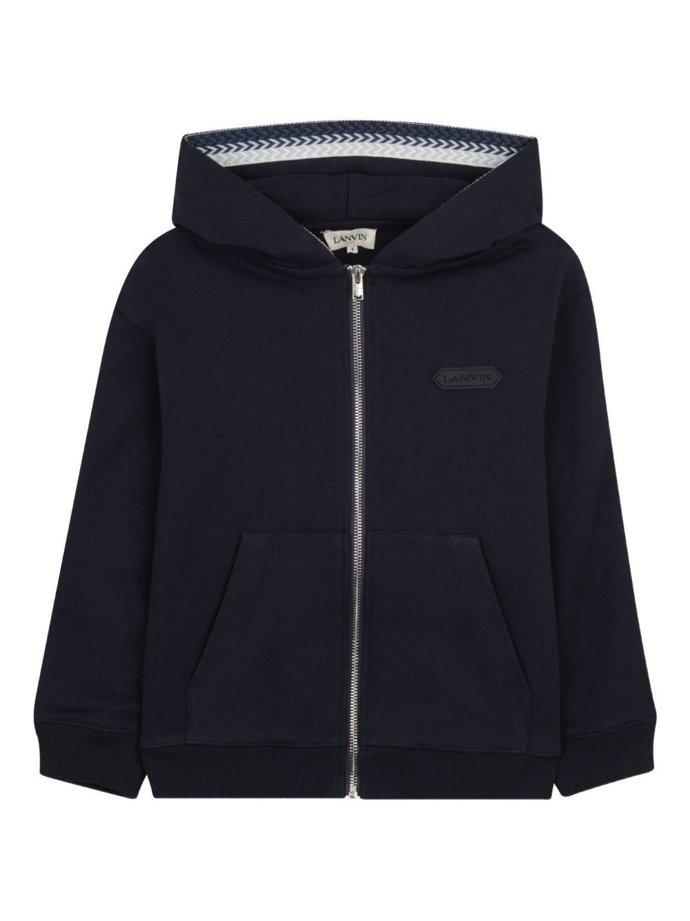Felpa per bambino Lanvin Enfant blu navy con chiusura con zip N30370 855 LANVIN KIDS